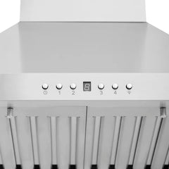 ZLINE 24-Inch Convertible Wall Mount Range Hood in Stainless Steel with Set of 2 Charcoal Filters, LED lighting and Dishwasher-Safe Baffle Filters - KB-CF-24