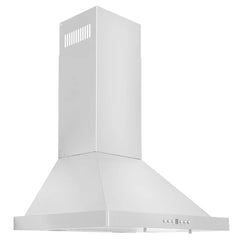 ZLINE 24-Inch Convertible Wall Mount Range Hood in Stainless Steel with Set of 2 Charcoal Filters, LED lighting and Dishwasher-Safe Baffle Filters - KB-CF-24