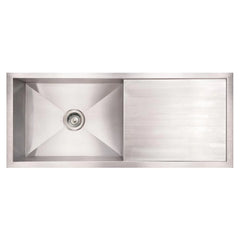 WHITEHAUS 39″ Noah’s Collection Brushed Stainless Steel Commercial Single Bowl Reversible Undermount Sink with an Integral Drain Board - WHNCM4019
