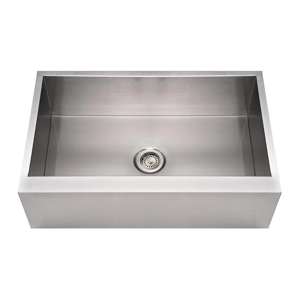 WHITEHAUS 33″ Noah’s Collection Brushed Stainless Steel Commercial Single Bowl Front Apron Sink - WHNCMAP3321
