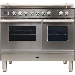 ILVE 40" Professional Plus Series Freestanding Double Oven Dual Fuel Range with 5 Sealed Burners and Griddle (UPDW100FDM) - Ate and Drank