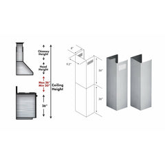ZLINE 2-36" Chimney Extensions for 10 ft. to 12 ft. Ceilings - 2PCEXT-KB/KL2/KL3-304
