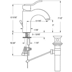 WHITEHAUS Wavehaus Single Hole/Single Lever Lavatory Faucet with Pop-Up Waste – 3–04040