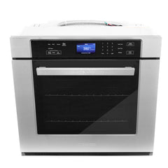 Cosmo 3 Piece Appliance Package With 30" Single Electric Wall Oven,  36" Electric Cooktop and 36"Island Range Hood