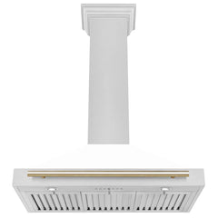 Zline White Matte/Gold 36" 400 CFM Ducted Wall Mount Range Hood (KB4SNZ-WM36-G)