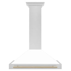 Zline White Matte/Gold 36" 400 CFM Ducted Wall Mount Range Hood (KB4SNZ-WM36-G)