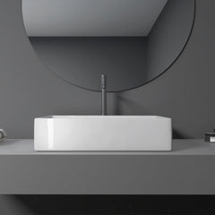 Altair 24 in. Rectangle Ceramic Vessel Bathroom Vanity Sink with Overflow - Fremont in White Finish