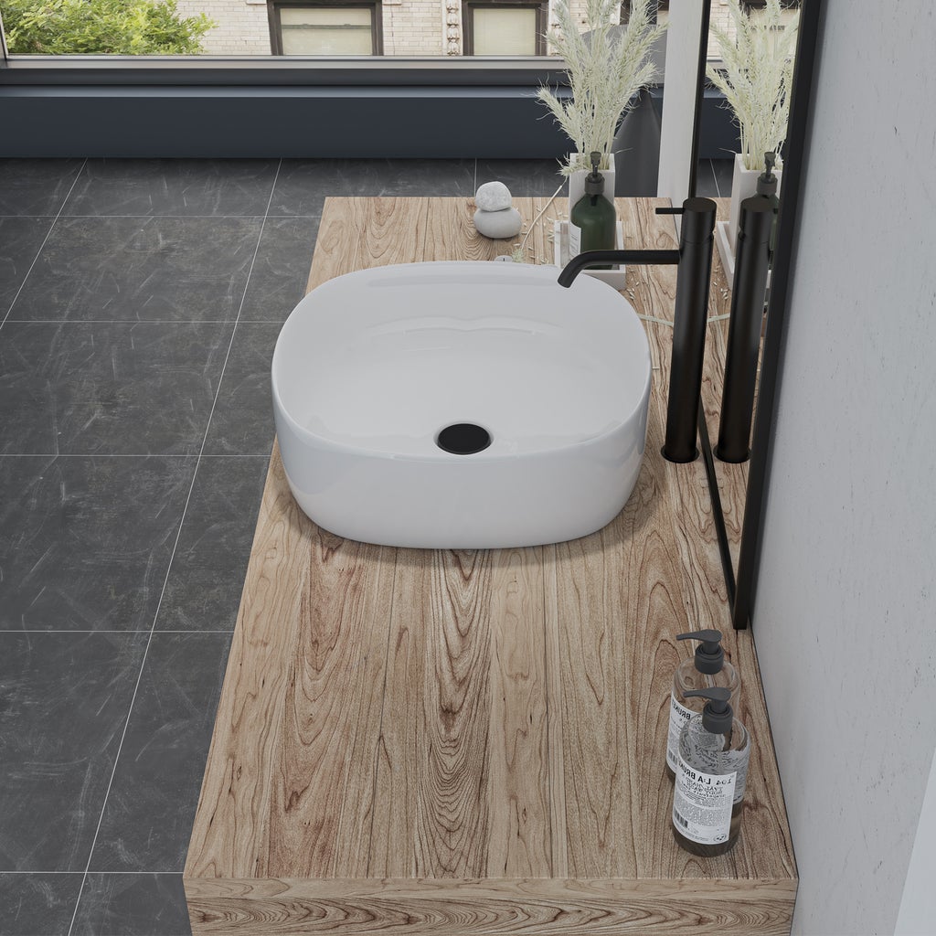 Altair 16 in. Square Ceramic Bathroom Vanity Sink - Zion in White Finish