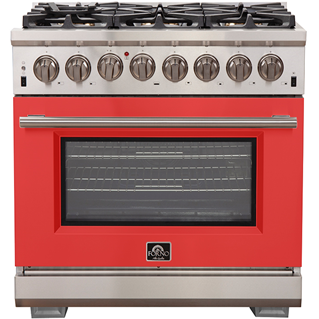 Forno 36" Capriasca Dual Fuel Range - Gas Cooktop with 240v Electric Oven - 6 Burners, Convection Oven and 120,000 BTUs - FFSGS6187-36