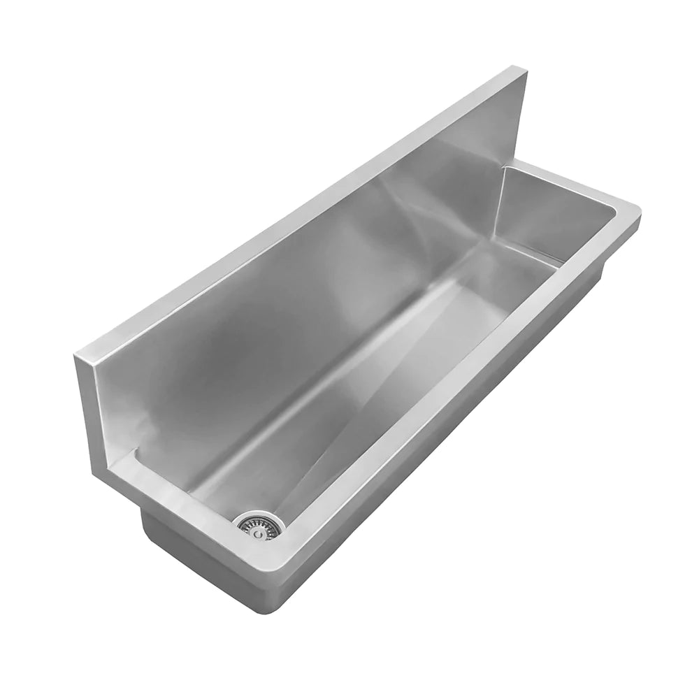 WHITEHAUS 44″ Noah’s Collection Brushed Stainless Steel Commercial Single Bowl Wall Mount Utility Sink - WHNCMB4413