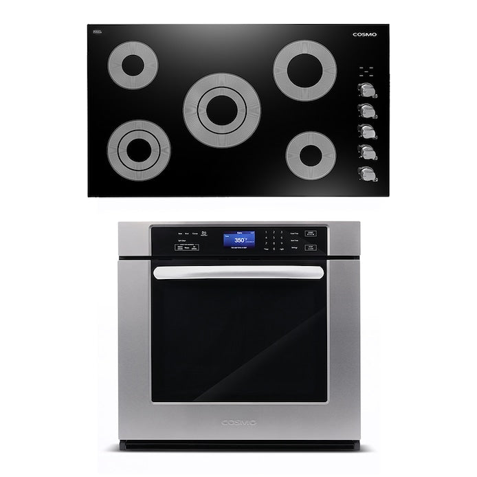 Cosmo 2 Piece Kitchen Package With 36" Electric Cooktop 30" Single Electric Wall Oven