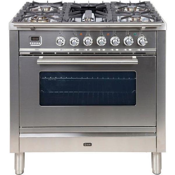 ILVE 36" Professional Plus Series Freestanding Single Oven Dual Fuel Range with 5 Sealed Burners (UPW90FDM) - Ate and Drank