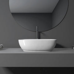 Altair 20 in. Oval Ceramic Vessel Bathroom Vanity Sink - Tahoe in White Finish