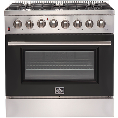 Forno 36" Galiano Gas Range with 240v Electric Oven - 6 Burners and Convection Oven - FFSGS6156-36