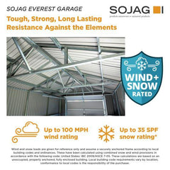 Sojag Everest Steel Garage, Wind and Snow Rated Storage Building Kit, 12 ft. x 15 ft. Charcoal - GRC1215