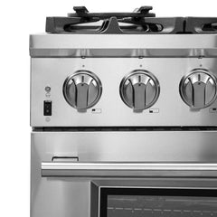 Forno 5-Piece Pro Appliance Package - 36" Dual Fuel Range, 36" Refrigerator with Water Dispenser, Wall Mount Hood with Backsplash, Microwave Oven, & 3-Rack Dishwasher in Stainless Steel