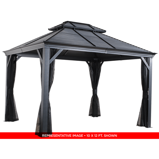 Sojag Mykonos II Double Roof Hardtop Gazebo, 12 ft. x 16 ft. Dark Gray - 500-9165227