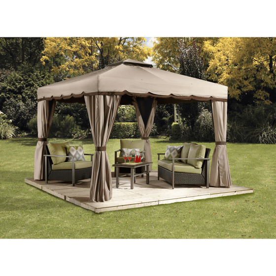 Sojag Roma Soft Top Gazebo, 10 ft. x 10 ft. Beige with Brown Trim - 500-9165388