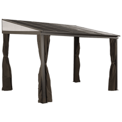 Sojag Portland Wall-Mounted Hardtop Gazebo, 10 ft. x 12 ft. Dark Brown - 500-9165470