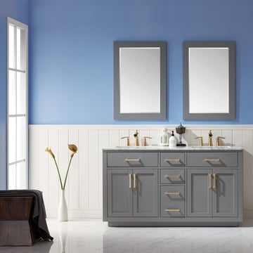 Altair Ivy 60" Double Bathroom Vanity Set in Marble Countertop