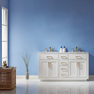 Altair Ivy 60" Double Bathroom Vanity Set in Marble Countertop