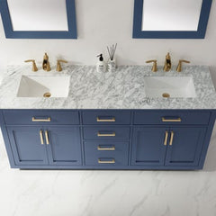 Altair Ivy 72" Double Bathroom Vanity Set in Marble Countertop
