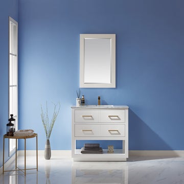 Altair Remi 36" Single Bathroom Vanity Set in Marble Countertop