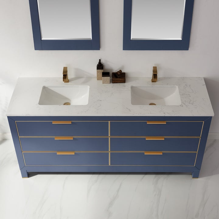 Altair Jackson 72" Double Bathroom Vanity Set in Stone Countertop