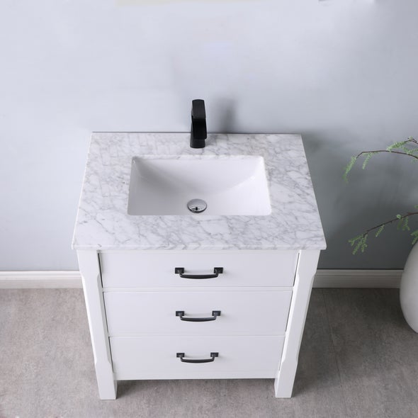 Altair Maribella 30" Single Bathroom Vanity Set in Marble Countertop
