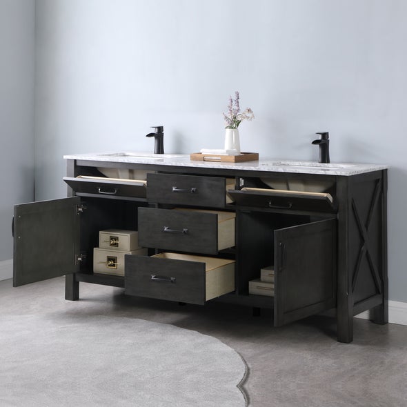 Altair Maribella 72" Double sinks Bathroom Vanity set with Marble Countertop