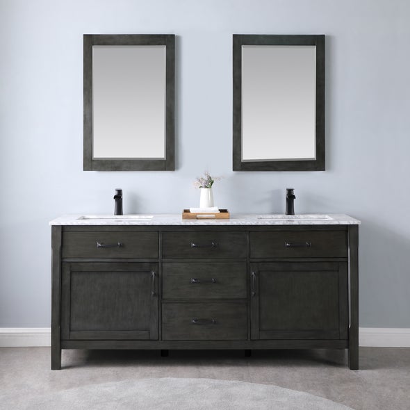 Altair Maribella 72" Double sinks Bathroom Vanity set with Marble Countertop