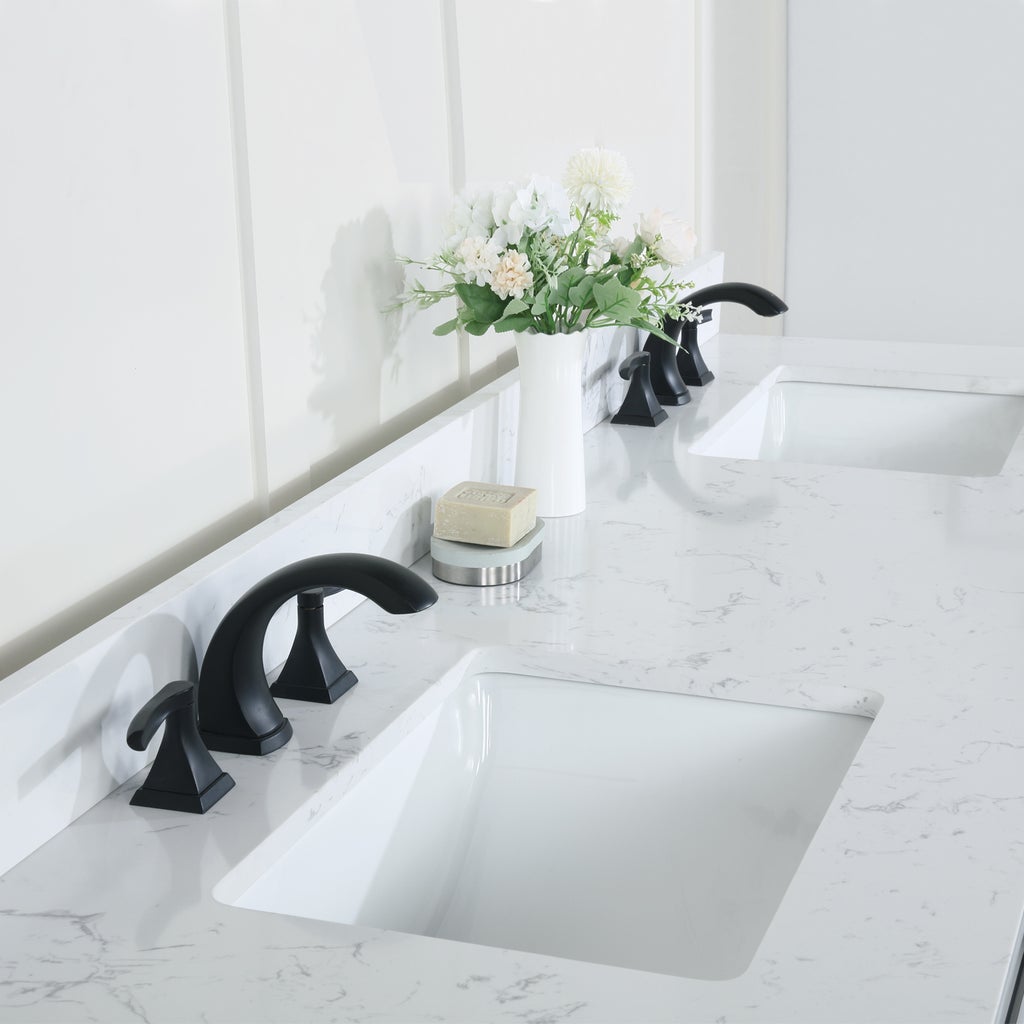 Altair Kinsley 72" Double Sinks Bathroom Vanity Set with Marble Countertop