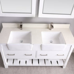 Altair Georgia 60" double Farmhouse Sinks Bathroom Vanity Set with White Farmhouse Basin