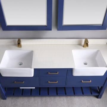Altair Georgia 72" double farmhouse Sinks Bathroom Vanity Set with White Farmhouse Basin