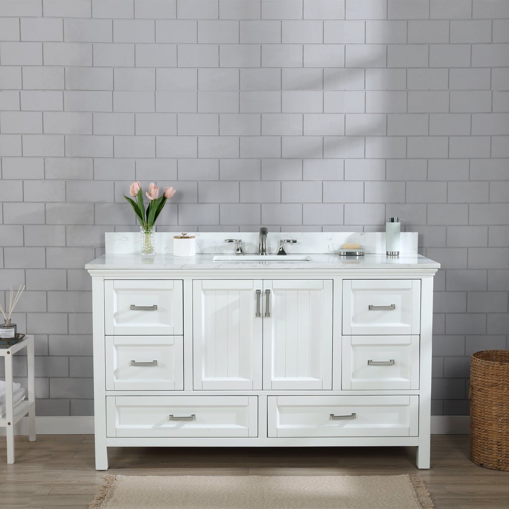 Altair Isla 60" Single Bathroom Vanity Set with Marble Countertop