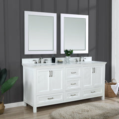 Altair Isla 72" Double Bathroom Vanity Set in Marble Countertop