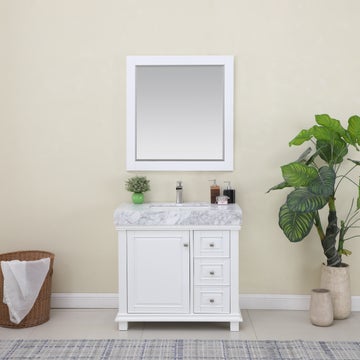 Altair Jardin 36" Single Bathroom Vanity Set in Marble Countertop
