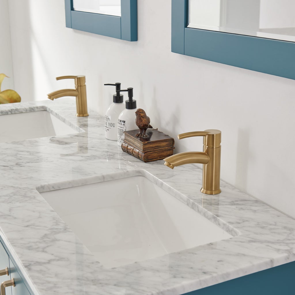 Altair Sutton 60" Double Sinks Bathroom Vanity Set with Marble Countertop