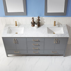 Altair Sutton 72" Double Sinks Bathroom Vanity Set with Marble Countertop