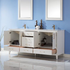Altair Sutton 72" Double Sinks Bathroom Vanity Set with Marble Countertop