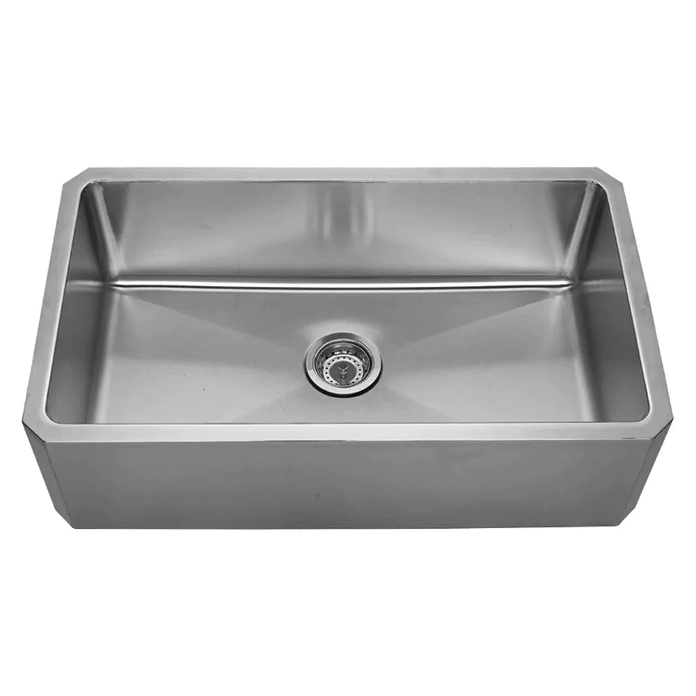 WHITEHAUS 31″ Noah’s Collection Brushed Stainless Steel Single Bowl Front Apron Undermount Sink - WHNAP3218