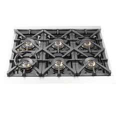 Forno 5-Piece Pro Appliance Package - 36" Dual Fuel Range, 36" Refrigerator with Water Dispenser, Wall Mount Hood with Backsplash, Microwave Drawer, & 3-Rack Dishwasher in Stainless Steel