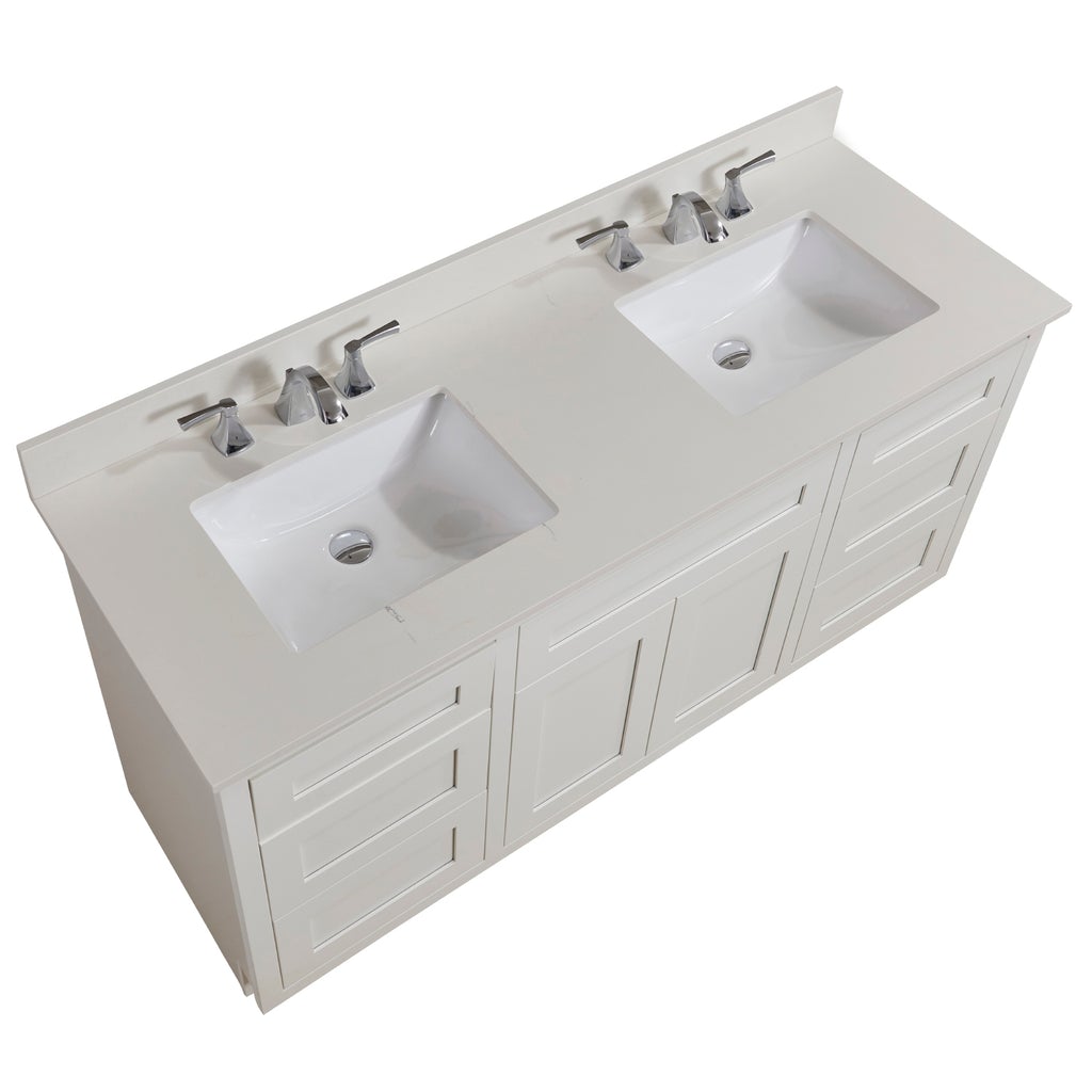Altair 61" Double Sink Bathroom Vanity Countertop - Belluno in Milano White