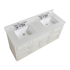 Altair 61" Double Sink Bathroom Vanity Countertop - Frosinone in Jazz White