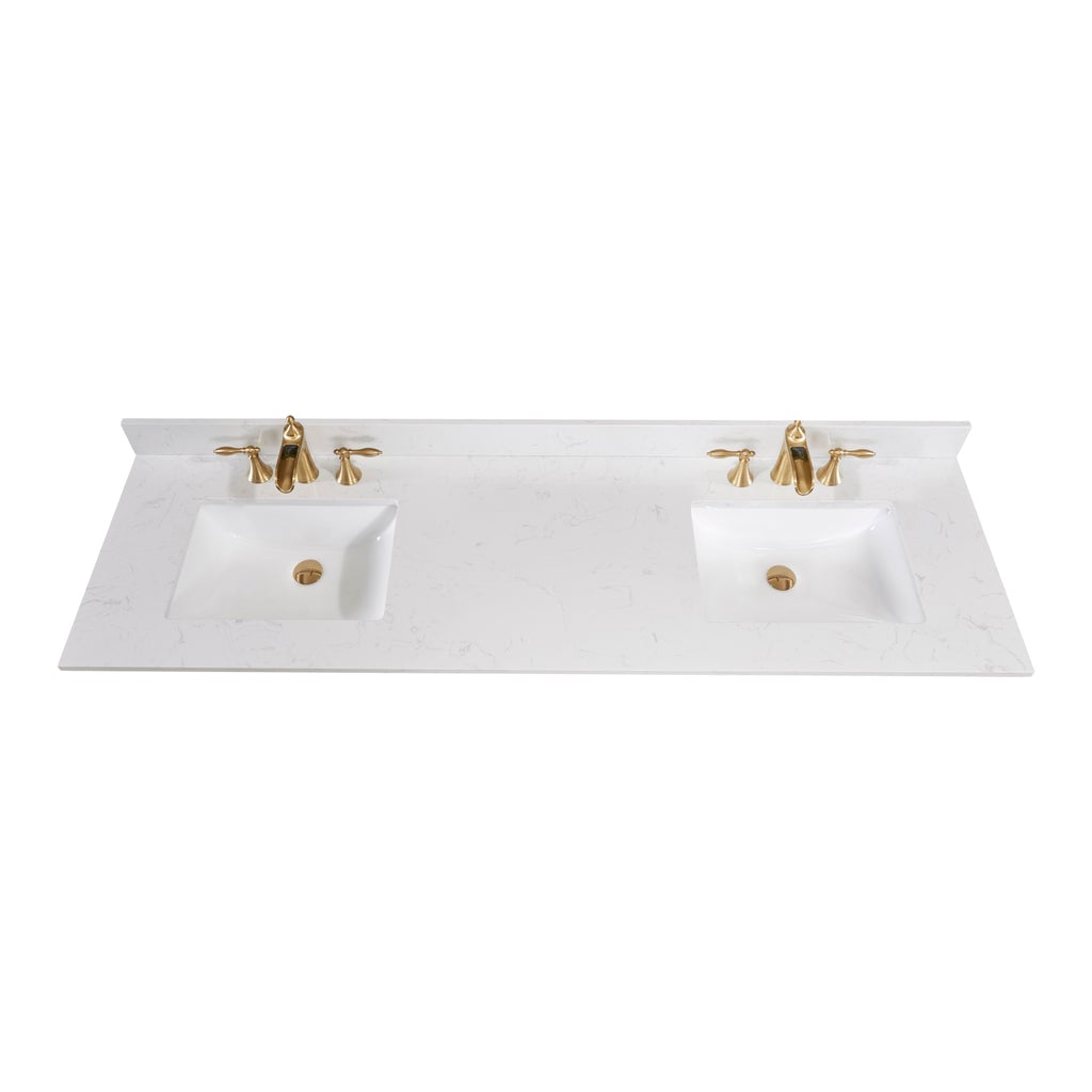 Altair 73" Double Sink Bathroom Vanity Countertop - Frosinone in Jazz White