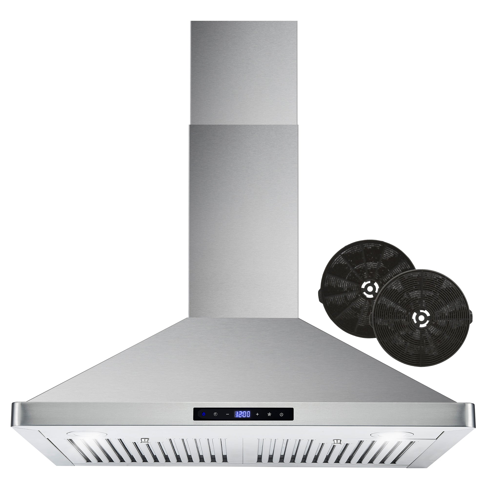 Cosmo 30" Ductless Wall Mount Range Hood with Soft Touch Controls, 3-Speed Fan, Permanent Filters, LED Lights; Carbon Filter Kit - COS-63175S-DL