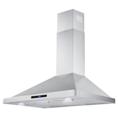 Cosmo 36" Ductless Wall Mount Range Hood with Soft Touch Digital Controls, Permanent Filters, LED Lights & Carbon Filter Kit - COS-63190S-DL