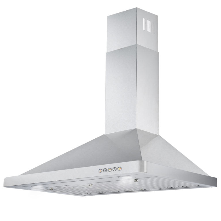 Cosmo 36" Ducted Wall Mount Range Hood in Stainless Steel with Touch Controls, LED Lighting and Permanent Filters - COS-63190
