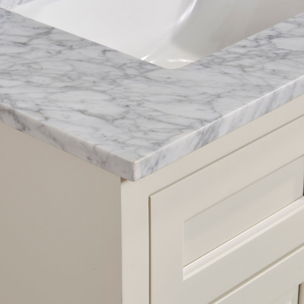 Altair 31" Single Sink Bathroom Vanity Countertop - Oristano in White Carrara Marble