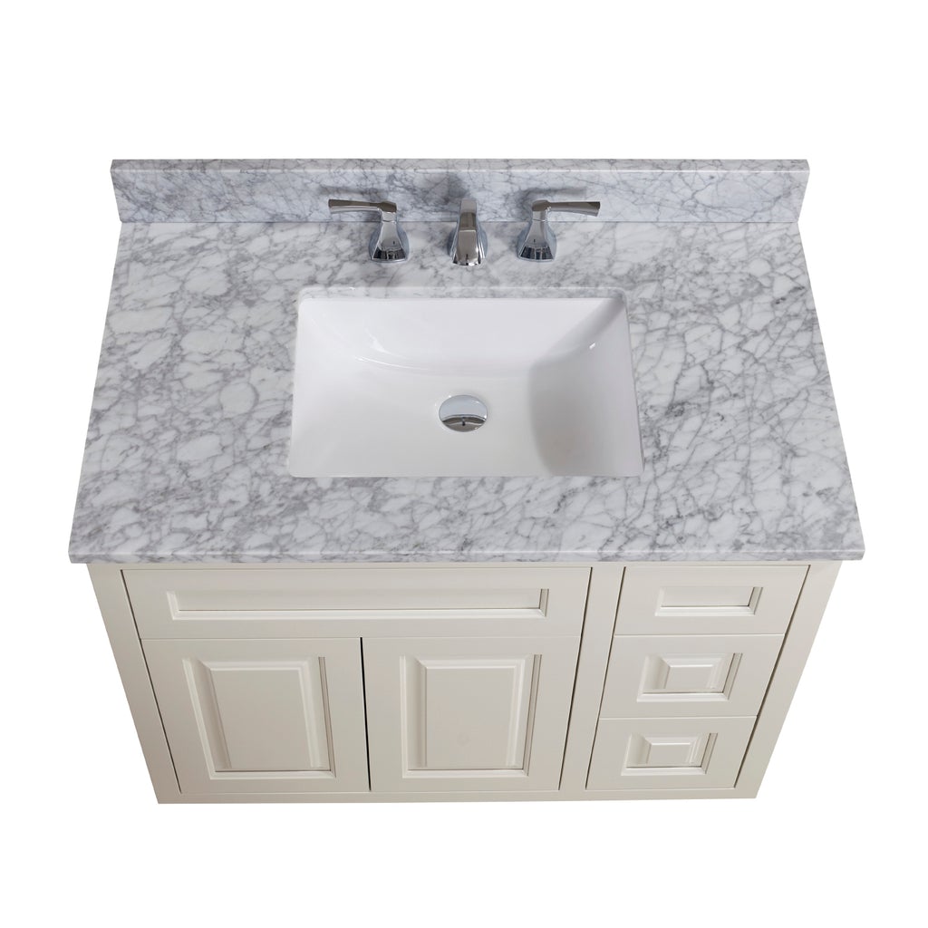 Altair 37" Single Sink Bathroom Vanity Countertop - Oristano in White Carrara Marble